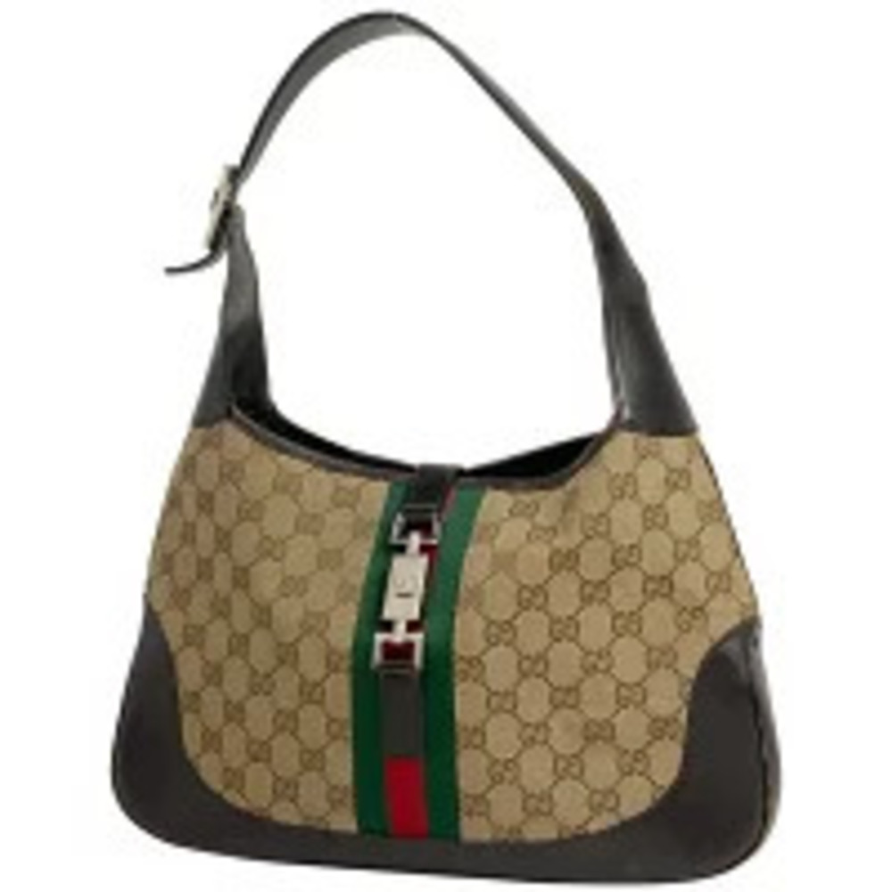 Gucci Jackie Shoulder Bag GG Web Sherry Canvas Brown